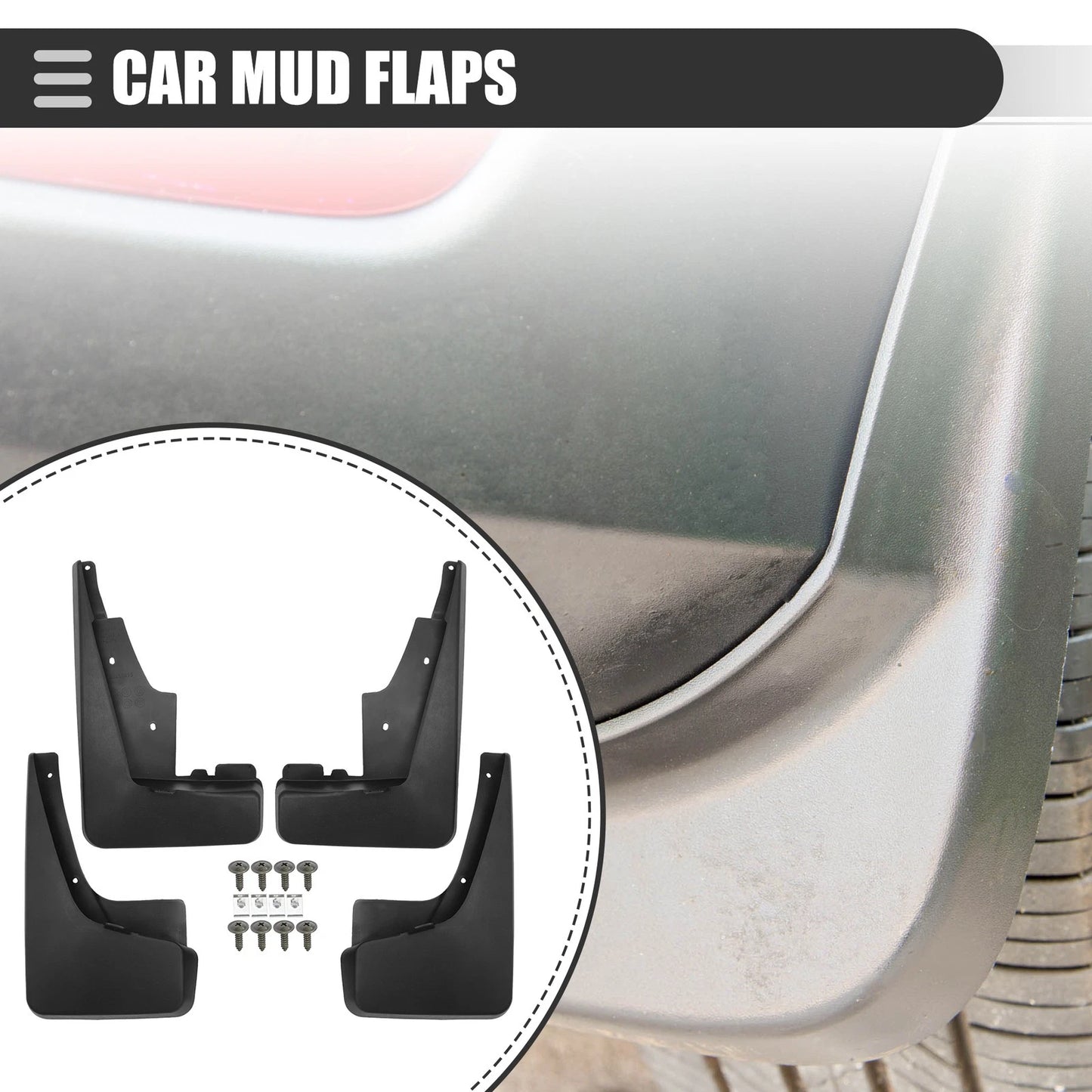Car Mud Flaps Splash Guards  Black for Jeep Patriot (2011-2017)