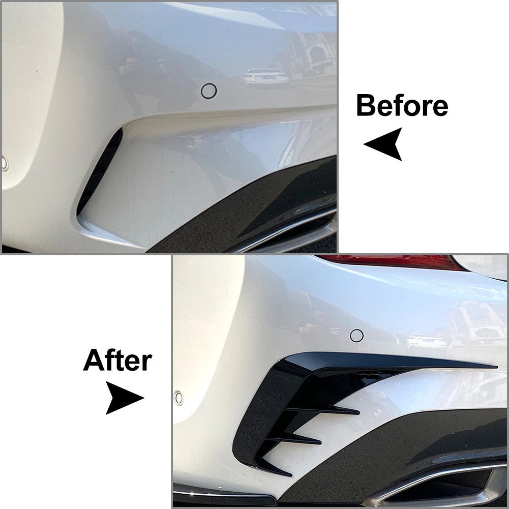 2 x Rear Bumper Canards Lip Splitter Fins for BMW 3-Series (2019-2022)