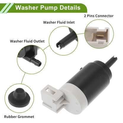 Windshield Washer Pump w/Grommet for Nissan Micra (1992-2003)