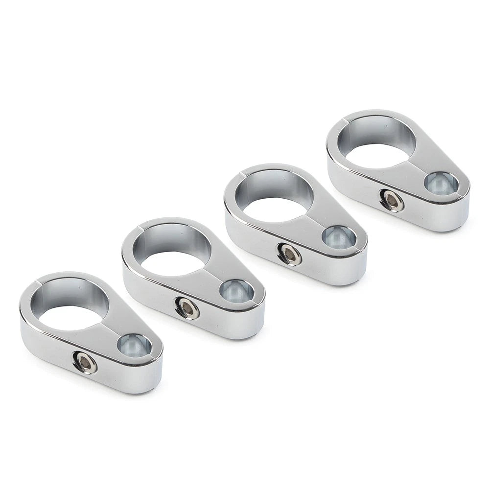 4X Chrome Brake Clutch Cable Wire Clamp Clip for Harley 1" Handlebar