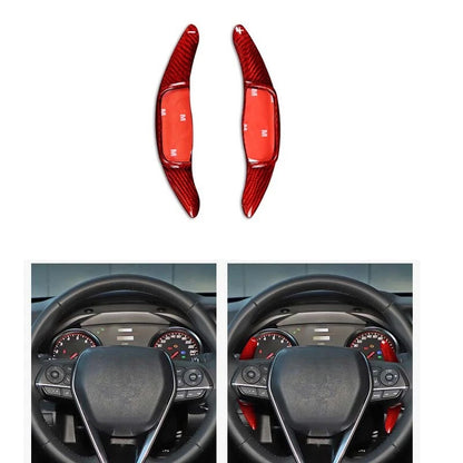 Red Real Carbon Fiber Steering Wheel Shift Paddle Switch Fit For Camry 2018 2019