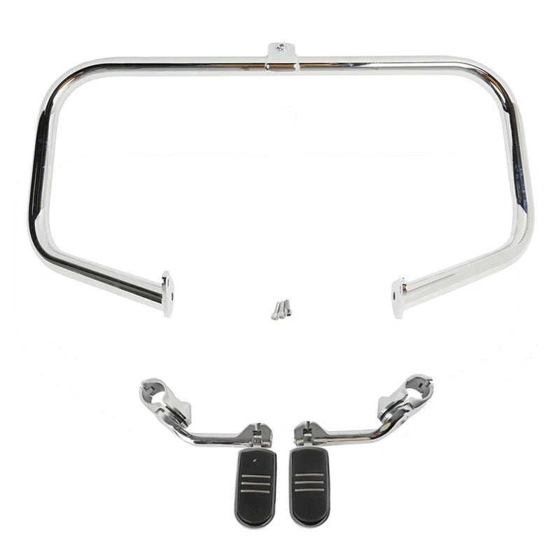 Chrome Engine Guard Highway Bar Foot Pegs for Harley Road King (1997-2008)