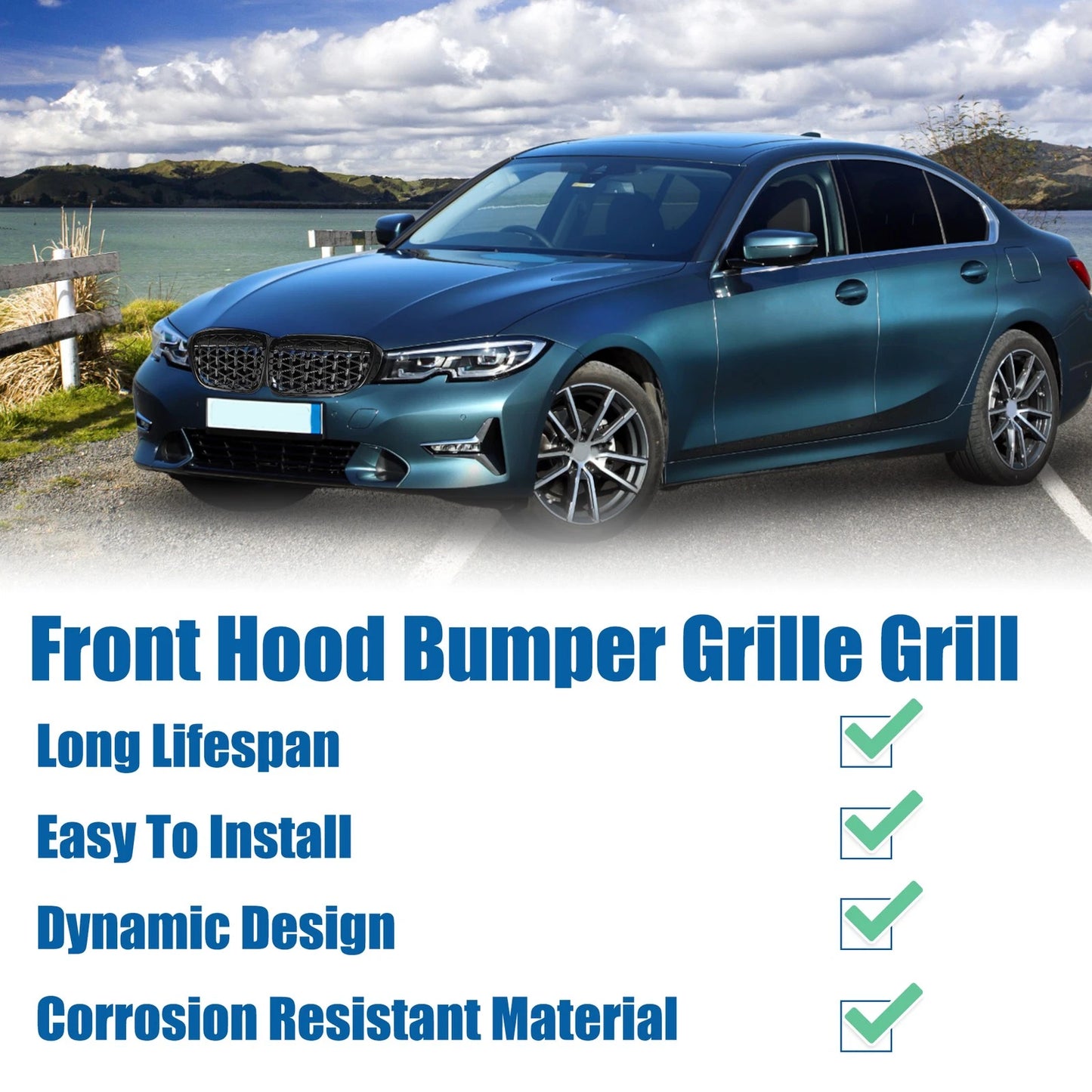 Front Hood Bumper Grille for BMW X3 2014-2017 () Diamond Star