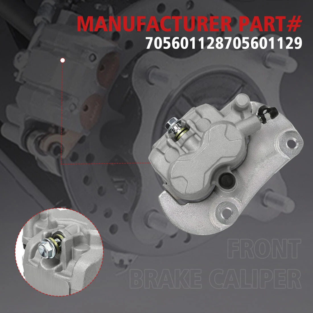 Front Left Brake Caliper w/Pads for Can-Am Maverick 1000R XMR, XDS (2014-2018)