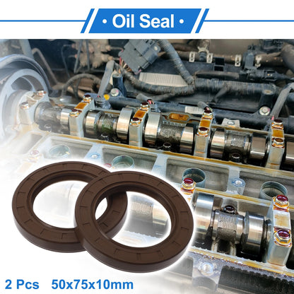 Oil Seal 50x75x10mm 2x Seal Ring Rotary Shaft Seal for Make Model