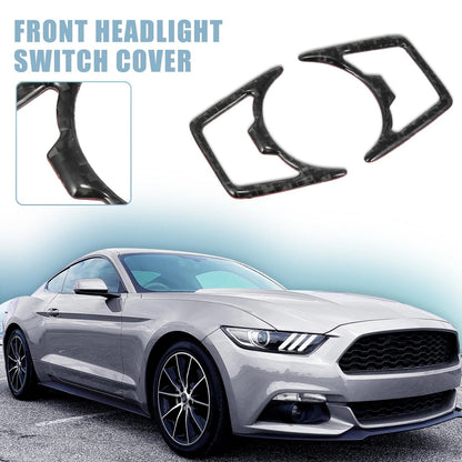 2 x Car Front Headlight Lamp Switch Trim Covers for Ford Mustang (2015-2020)