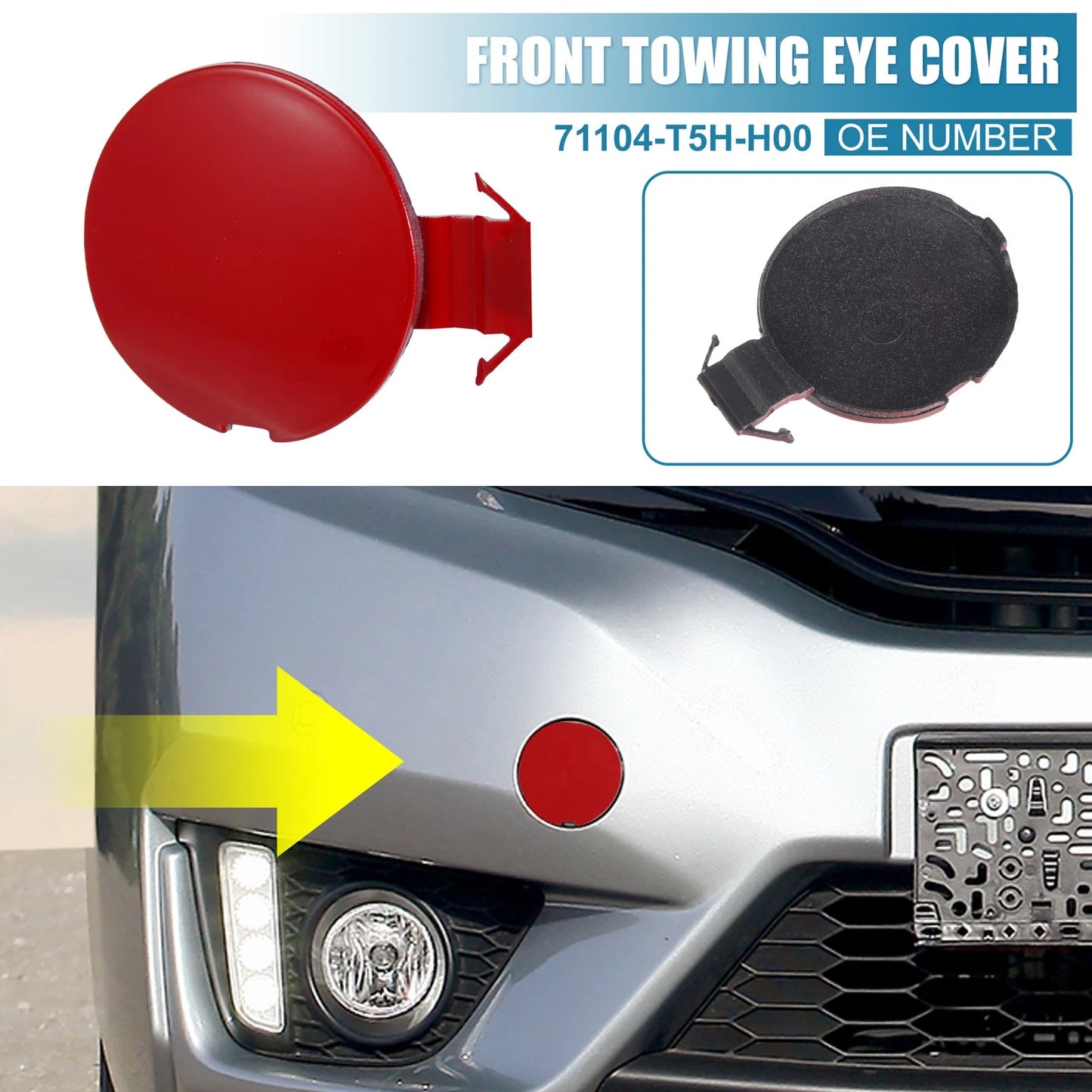 Red Front Bumper Tow Hook Cover for Honda Fit Jazz GK5 (2014-2017)
