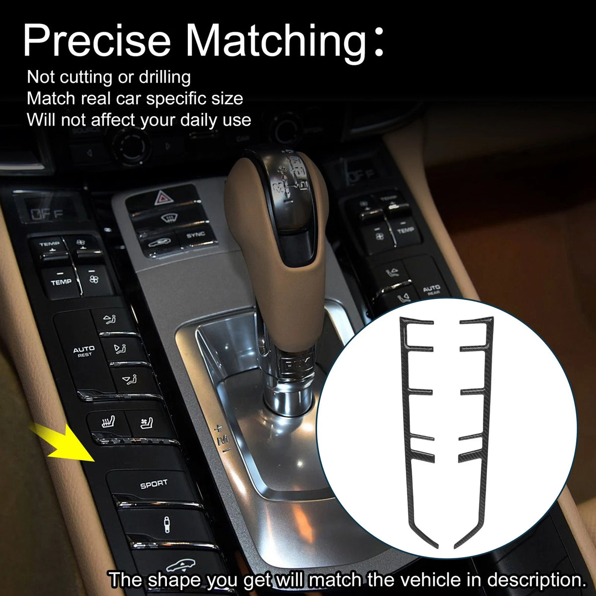 Black ABS Gear Shift Knob Cover Sticker for Porsche Panamera (2010 - 2016)