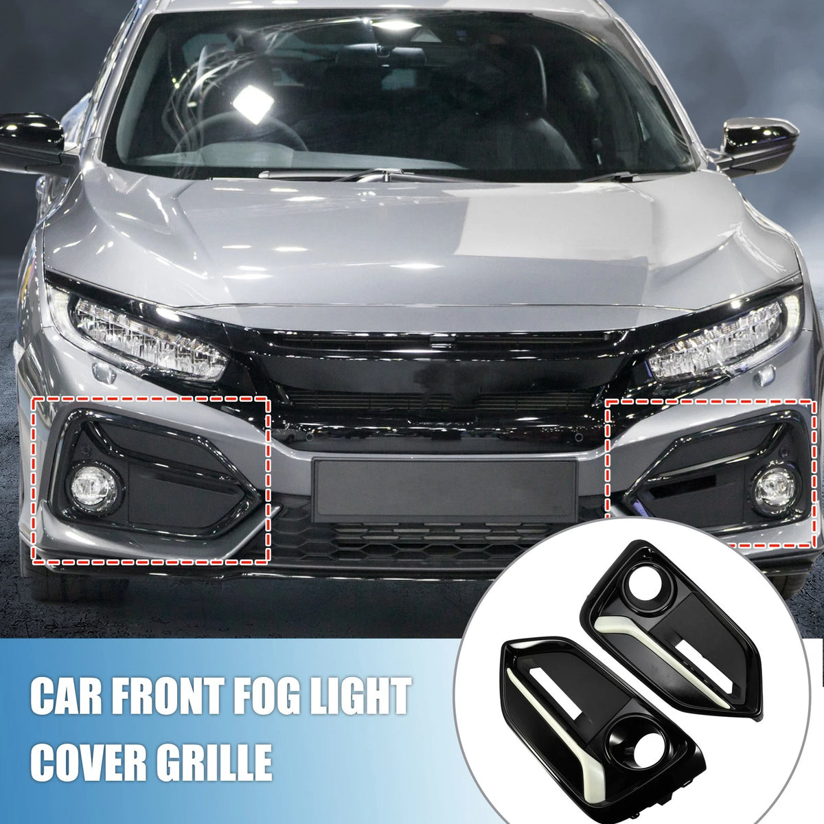 Fog Light Grille Cover Trim Pair for Honda Civic (2020-2021)