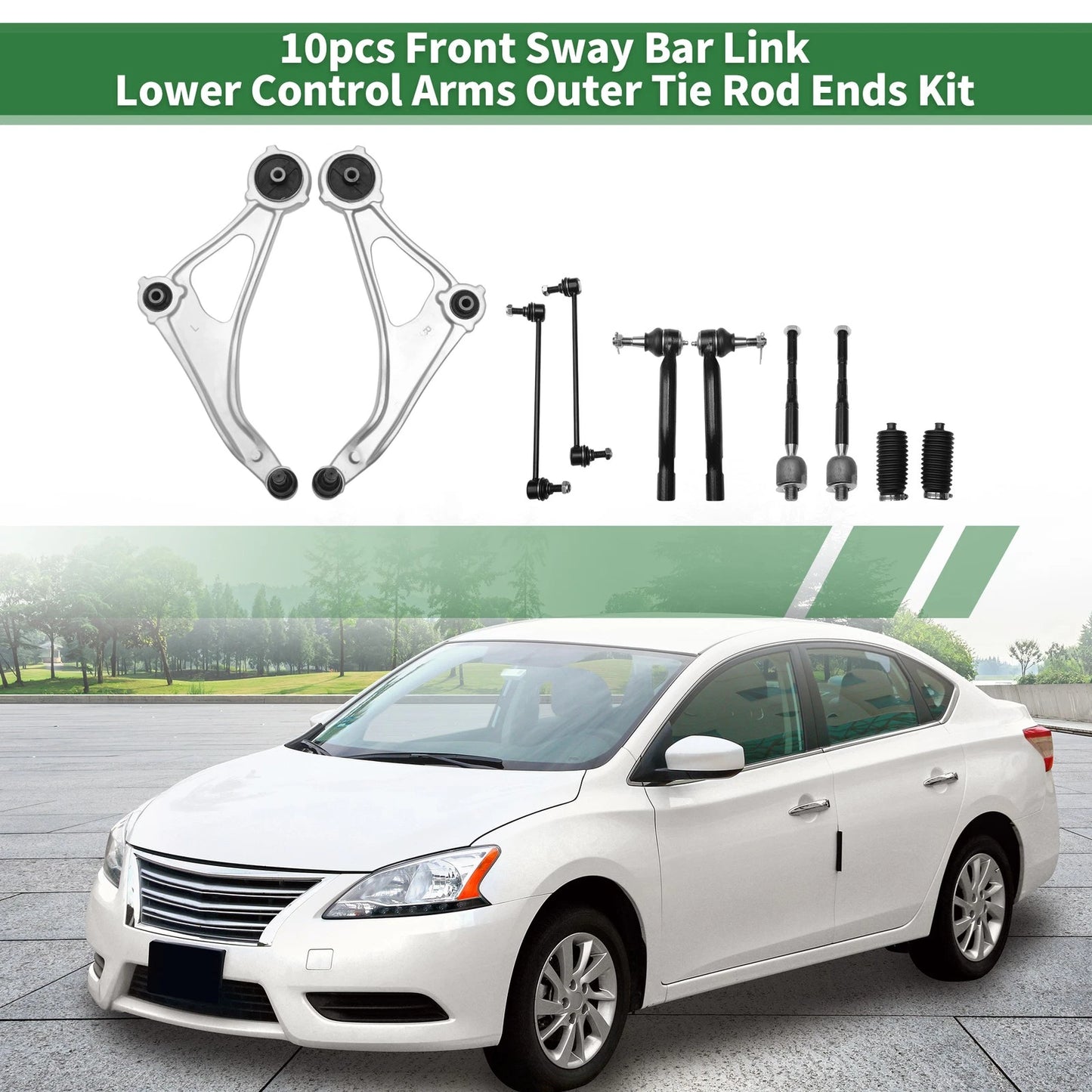 10 x Front Stabilizer Bar Links & Lower Control Arms for Nissan Altima