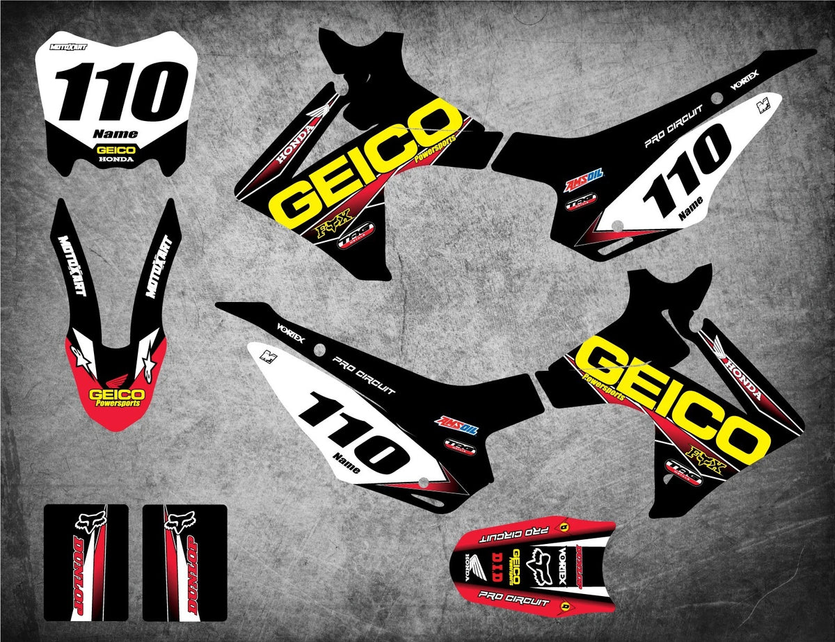 Custom Sticker Kit for Honda CRF 110 (2019-2020) - GEICO Style Decals