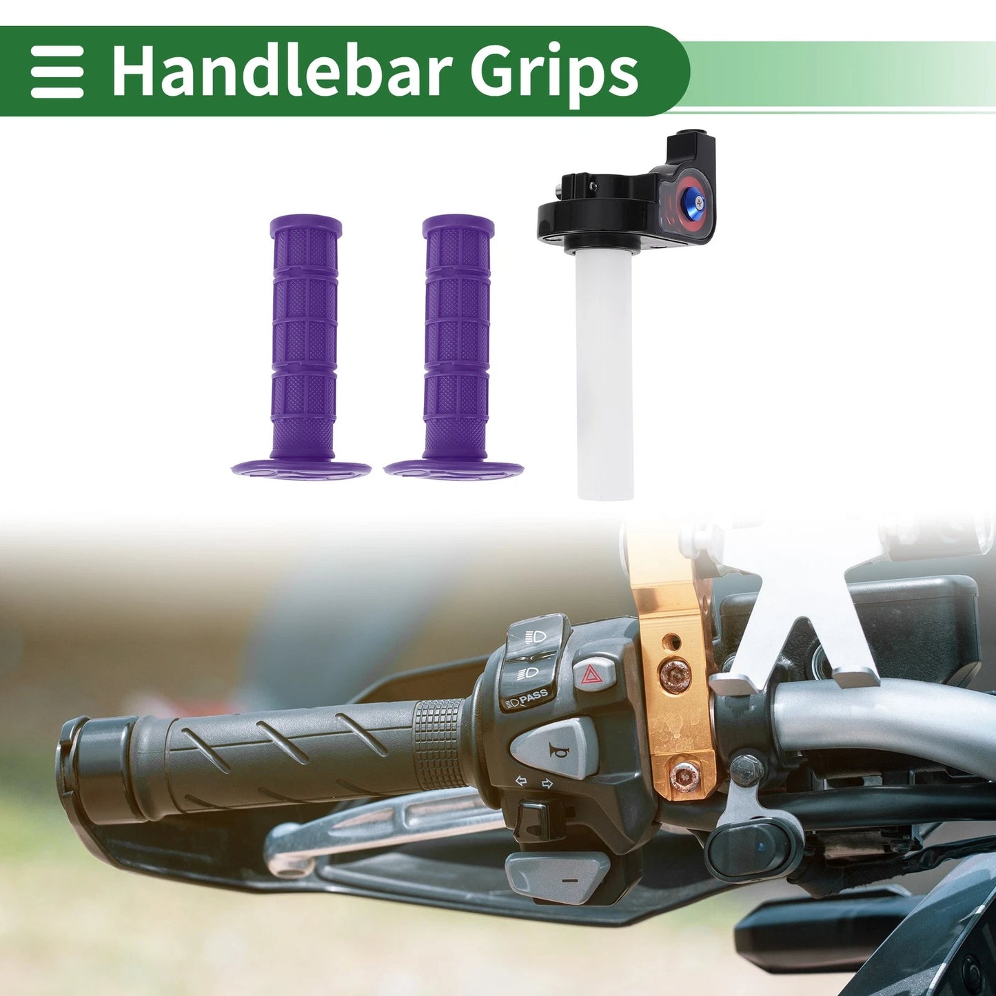 7/8" / 22mm / Rubber Purple Hand Grips Covers for Motorcycle