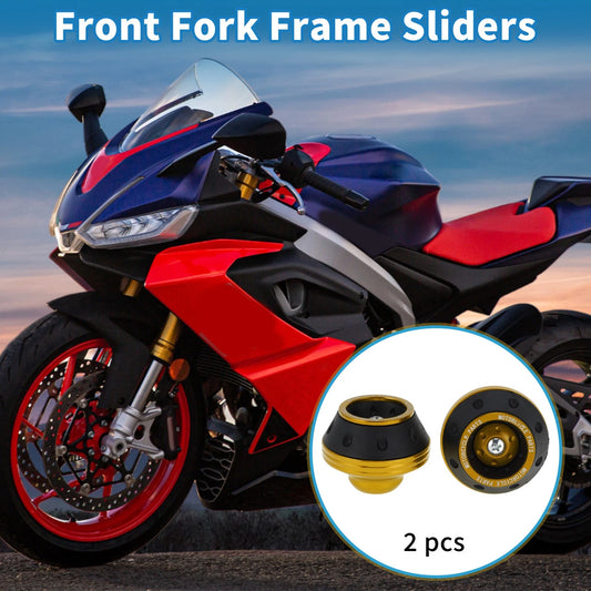 Front Fork Frame Slider Falling Protection / 2 x Gold Tone for Motorcycle