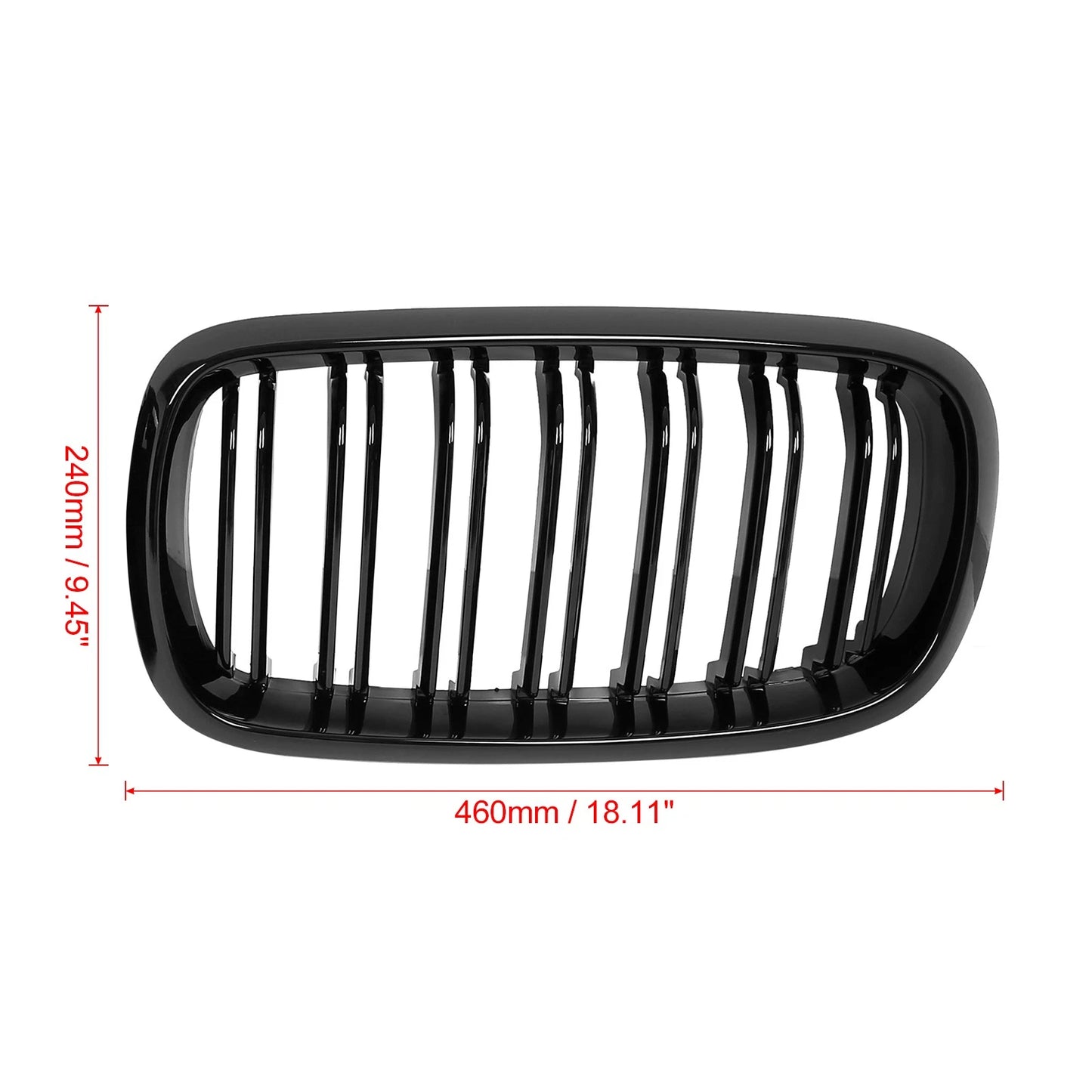 Glossy Black Front Kidney Grill Hood Grille Double Slat for BMW X5 (2014-2018)