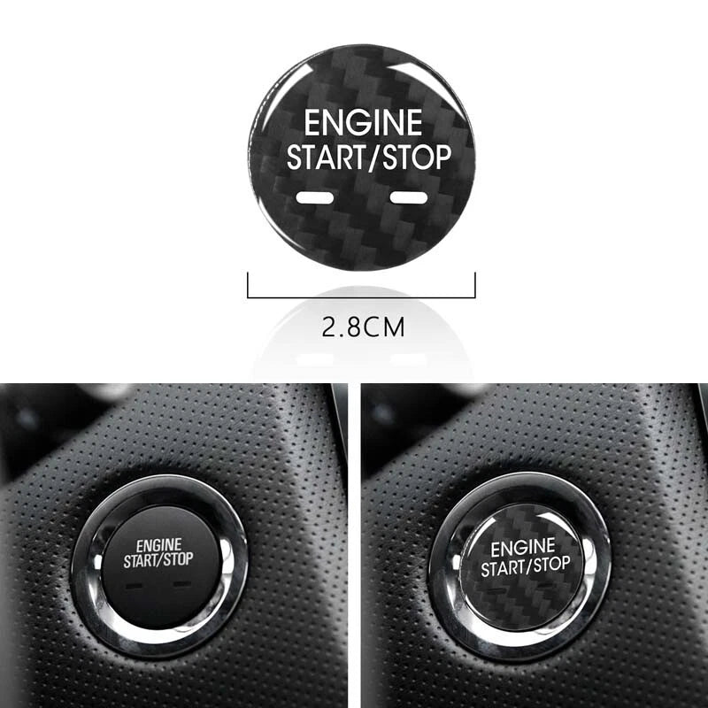Black Carbon Fiber Engine Start Buttons Cover Cap Trim For Cadillac XTS CT6