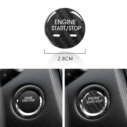 Black Carbon Fiber Engine Start Buttons Cover Cap Trim For Cadillac XTS CT6