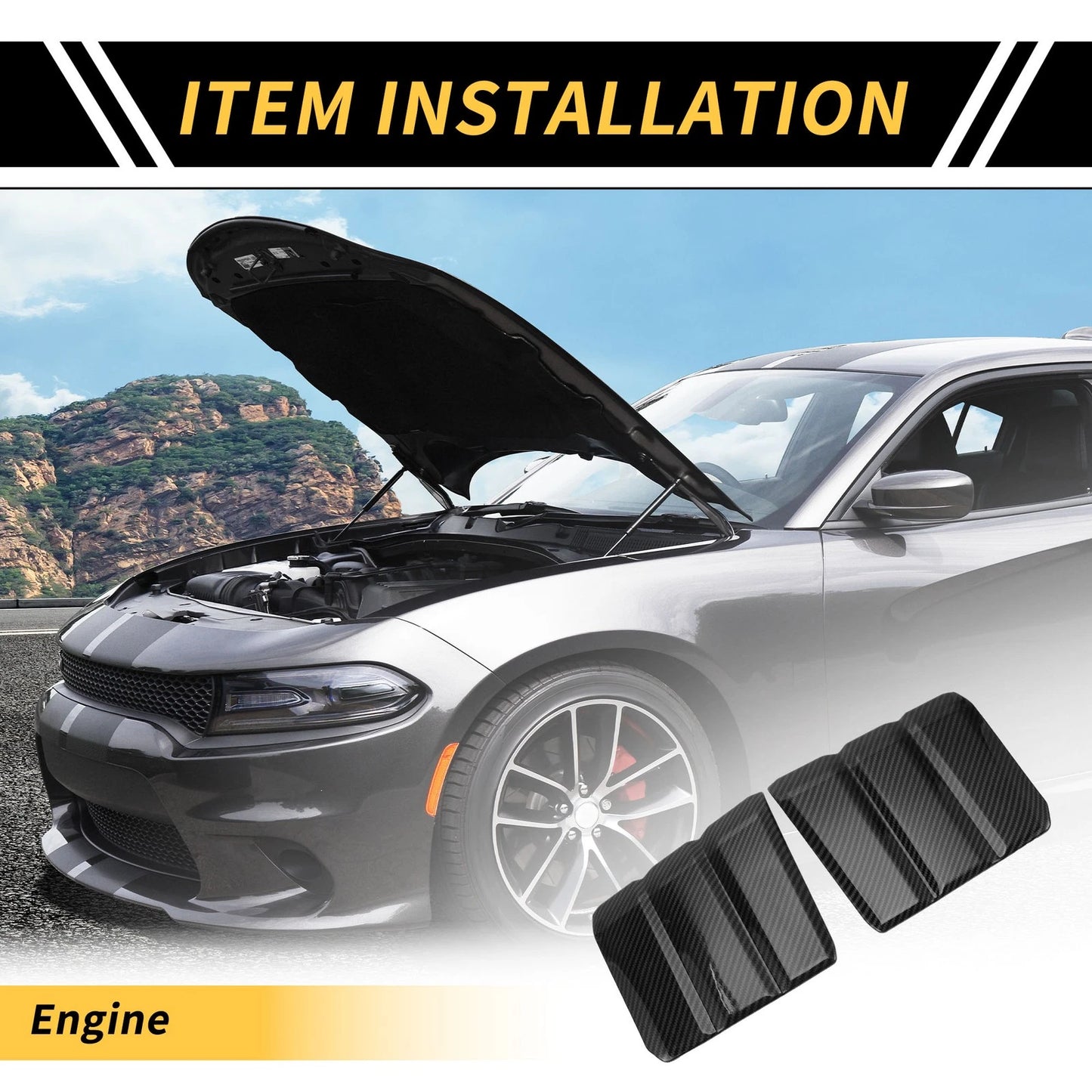 Carbon Fiber Pattern Engine Shroud Panel Set for Toyota Tundra (22–24)