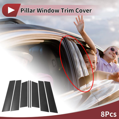 8 Pcs Car Door Pillar Window Trim for Mazda CX-50 (2023-2024) Black Carbon Fiber