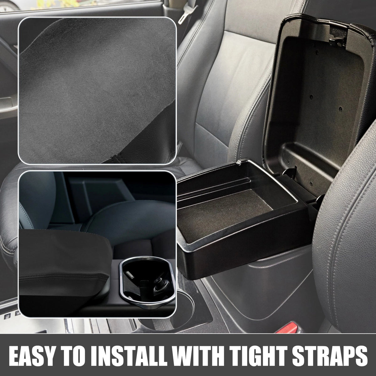 Center Console Cover for Honda Ridgeline (2006-2014) Faux Leather Black