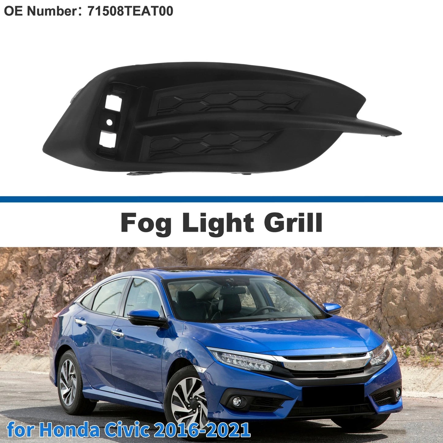 Rear Left Fog Light Grill for Honda Civic (2016-2021)