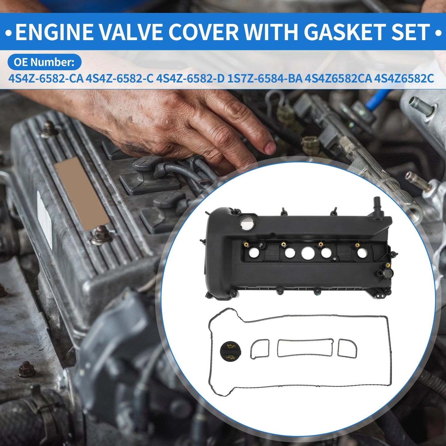 Engine Valve Cover for Ford Escape 2.3L (2005-2008) Black