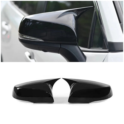 Glossy Black Ox Horn Rearview Mirror Lid Cover Trim for Toyota Highlander (2020-2022)