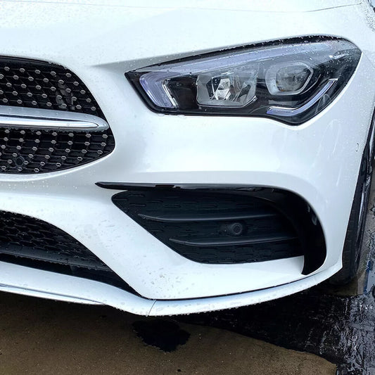2 x ABS Black Front Spoiler Air Vent Trim Covers for Benz CLA C118 (2019-2022)