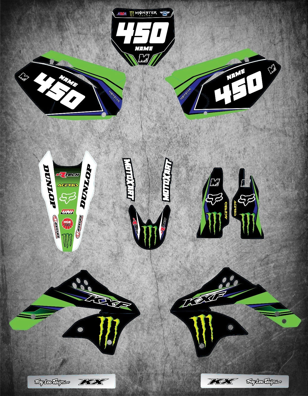 Full Graphics Kit Decals for KXF 450 (2006-2008) - SURGE Style