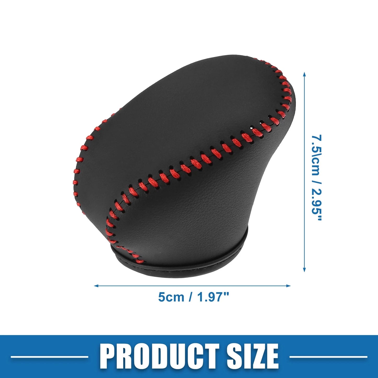 Gear Shift Knob Cover Sheath for Infiniti QX50 Black Red Stitches