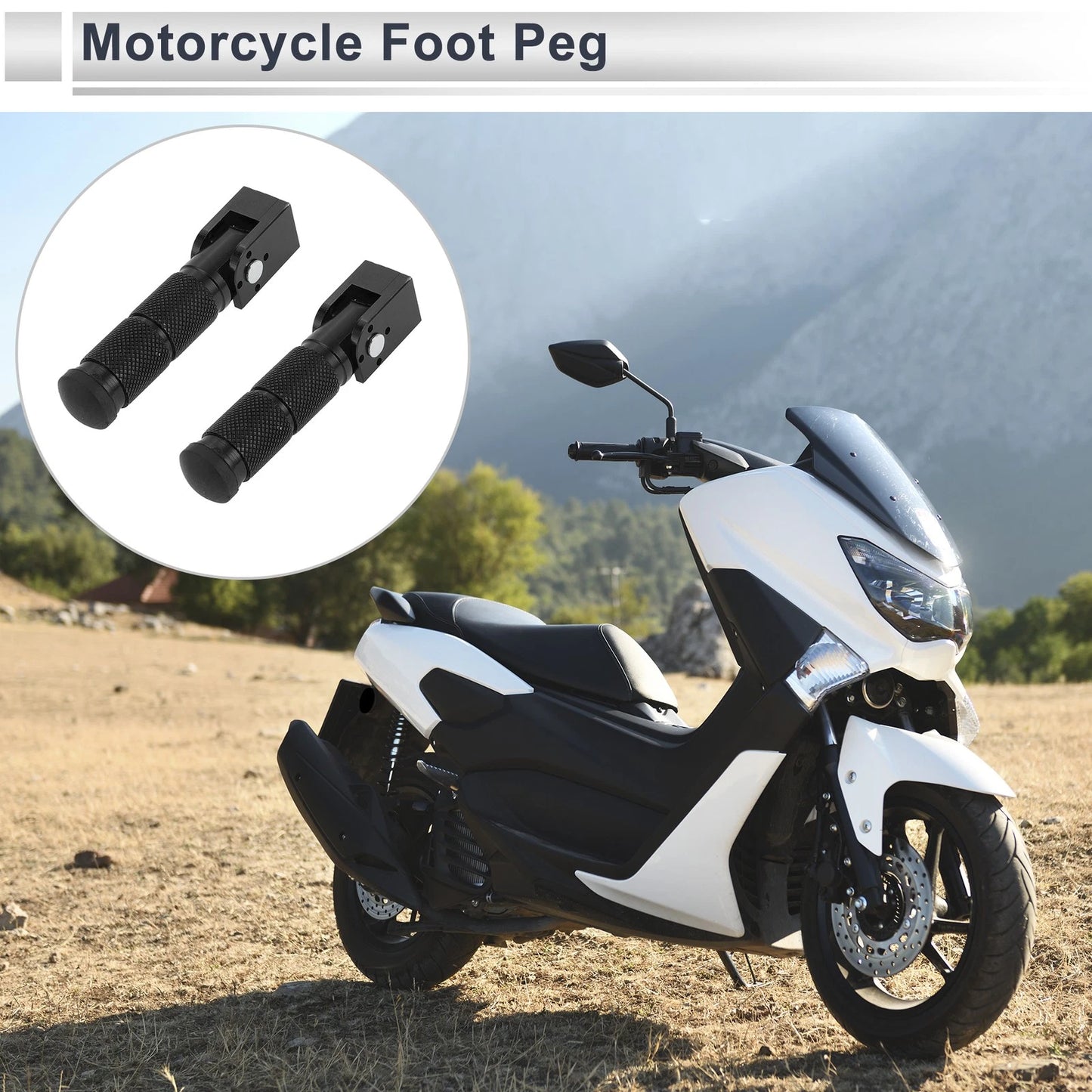2 x Foot Peg Rear Footpeg Aluminum Alloy Black 90 Degree for Motorcycle