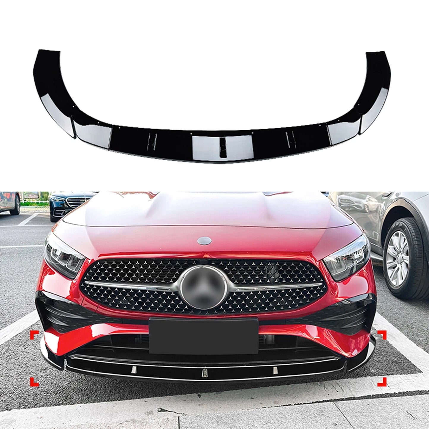 Gloss Black Front Bumper Spoiler Lip for Mercedes Benz A Class W177 (2023)