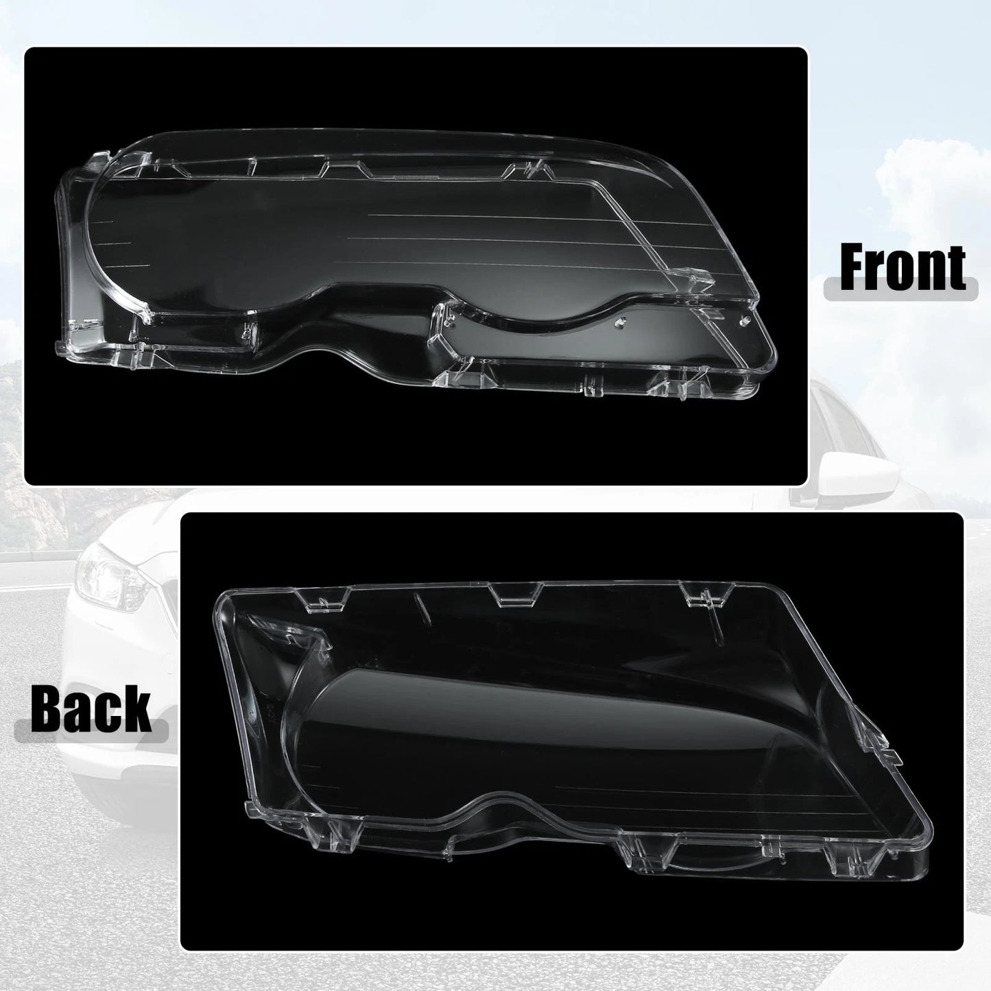 Front Headlight Lens Covers for BMW E46 2 x 1998-2002 2 Door