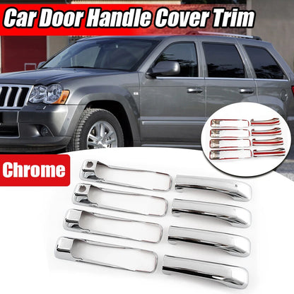 Chrome Door Handle Cover Overlays for Dodge Ram Jeep Grand Cherokee Commander