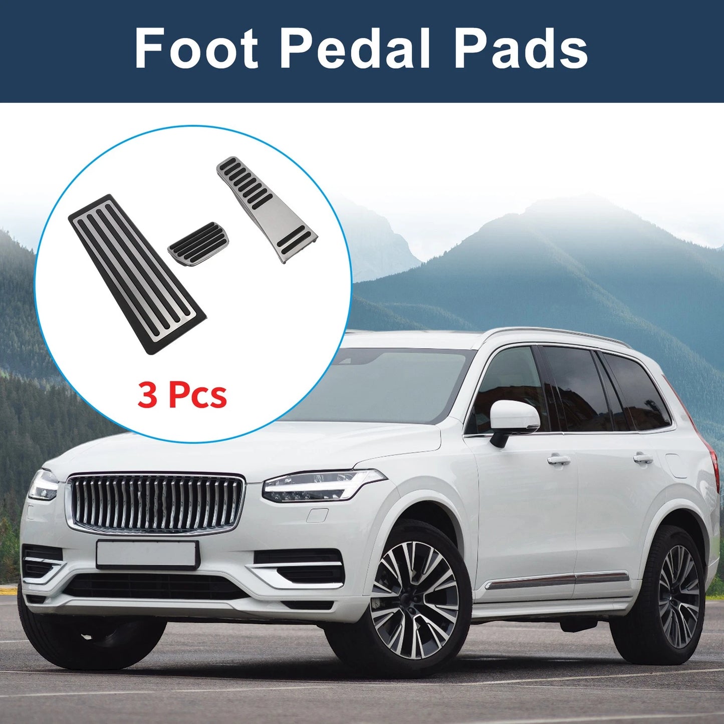 3 x Automatic Foot Accelerator Pedal Covers for Volvo S90 (2017-2023)