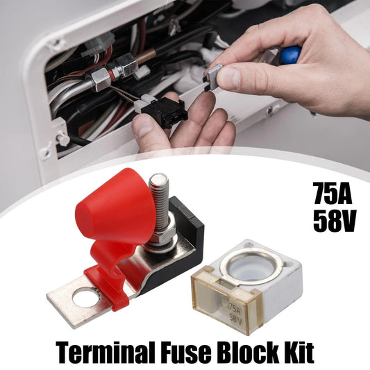 1 x 75A Terminal Fuse Block, 58V Max, for Car Marine Boat RV