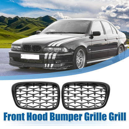 Gloss Black Front Hood Bumper Grille for BMW 525i 530i E39 (2001-2003) Pair