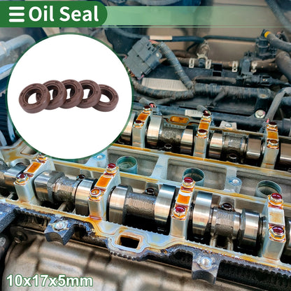 Oil Seal 5 x 10x17x5mm Fluorine Rubber Brown for Make Model