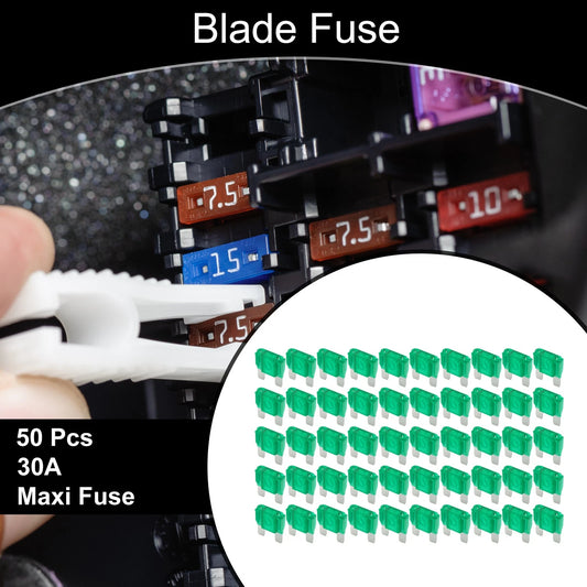 50 Pcs Maxi Fuse 30A Blade Fuse for Car Boat Truck RV Motorcycle Green