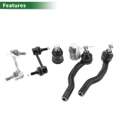 6 Pcs Front Suspension Kit Tie Rod Ends Sway Bar Links for Ford Edge (2007-2014)