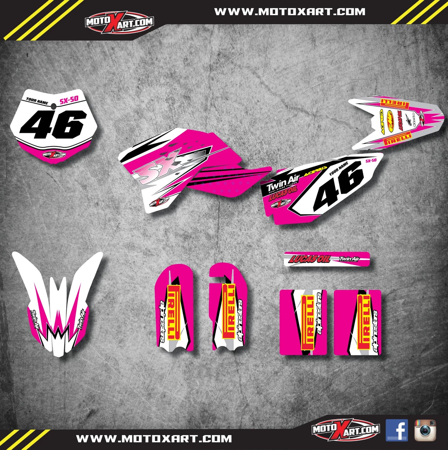 PINK SHOCKWAVE Graphic Kit for KTM 50 SX (2009-2015)