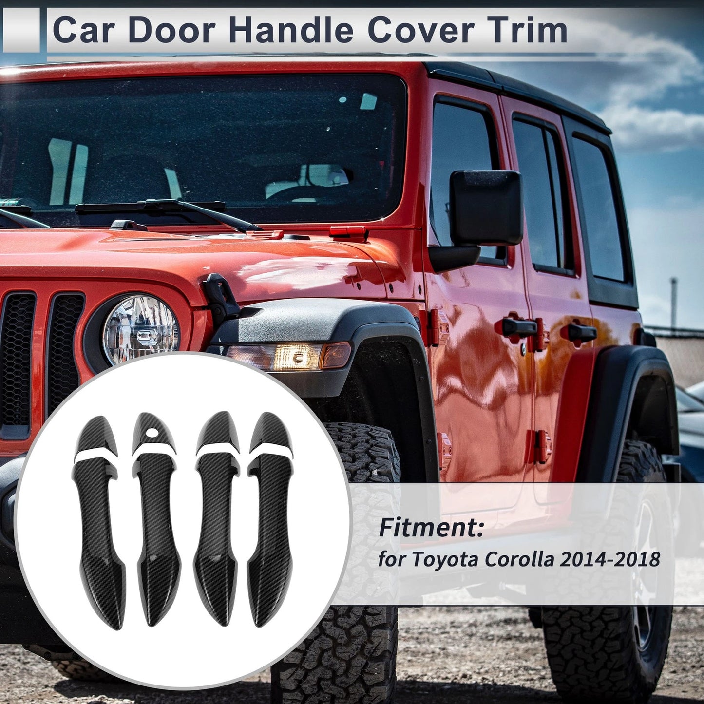 Door Handle Cover Trim / Carbon Fiber Black Handle Cover for Toyota Corolla