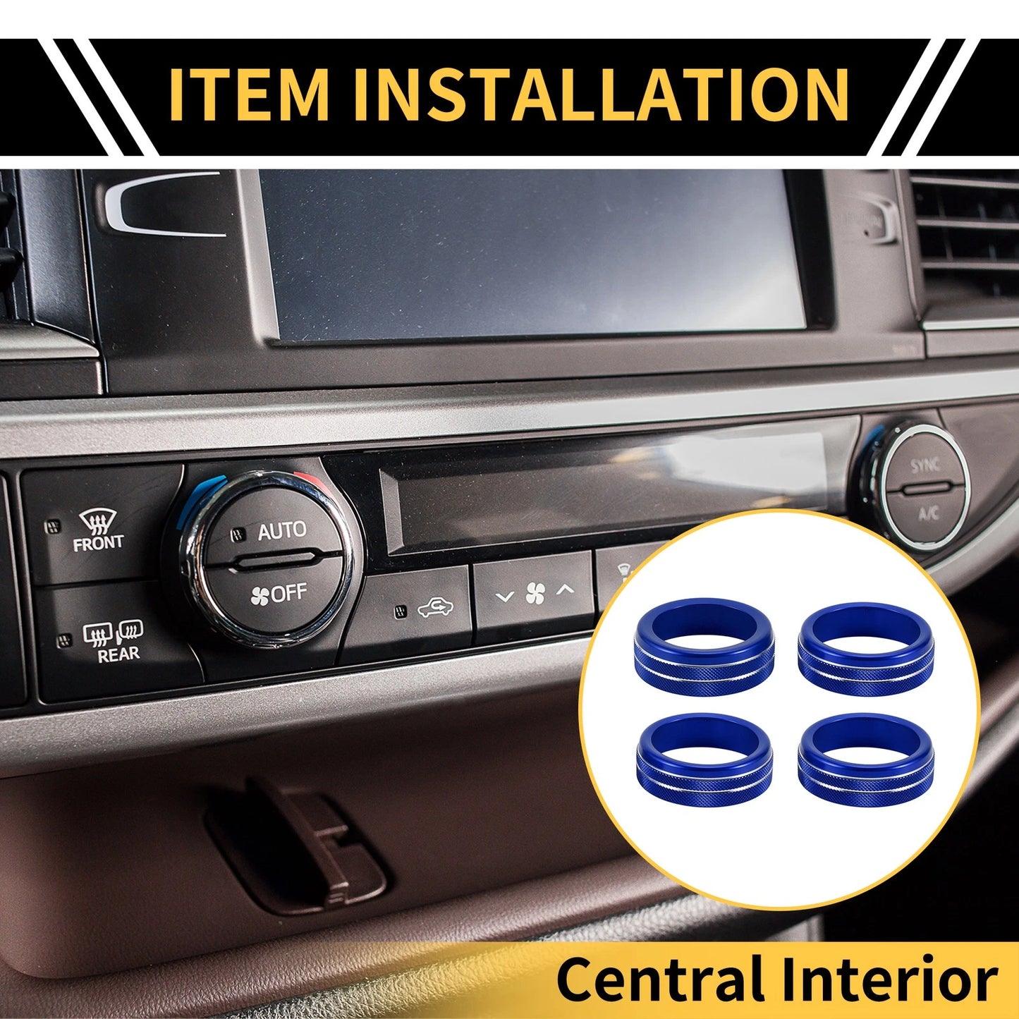 A/C Heater 4WD Switch Knob Cover Ring Blue for Toyota Tacoma (2020–2023)