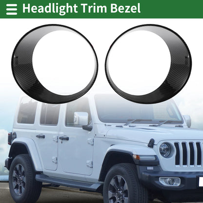 2 x Car Headlight Trim Bezels for Jeep Wrangler (2024) ABS Carbon Fiber Black