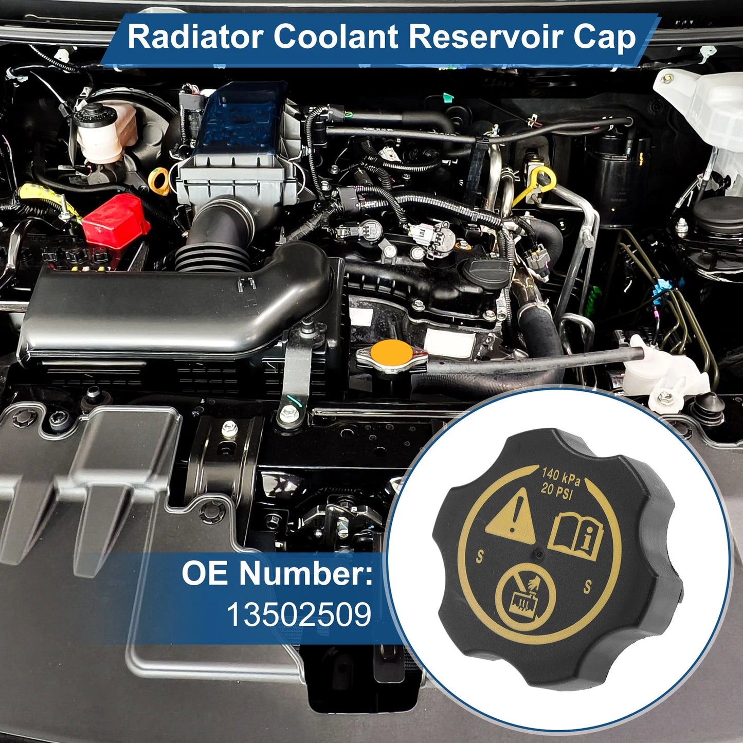 Radiator Cap 140kPa Plastic/Metal for BUICK ENCLAVE (2011–2012)