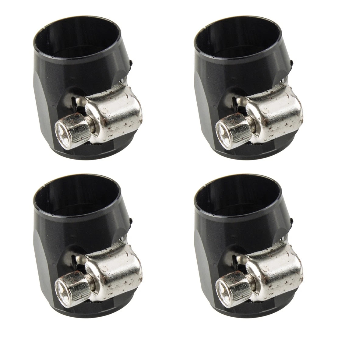 4 x Black Aluminum AN6 Hex Hose Clamps for Universal Connection Fittings