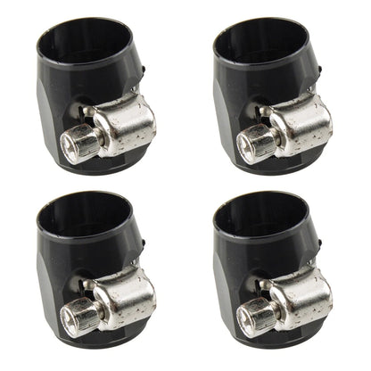 4 x Black Aluminum AN6 Hex Hose Clamps for Universal Connection Fittings