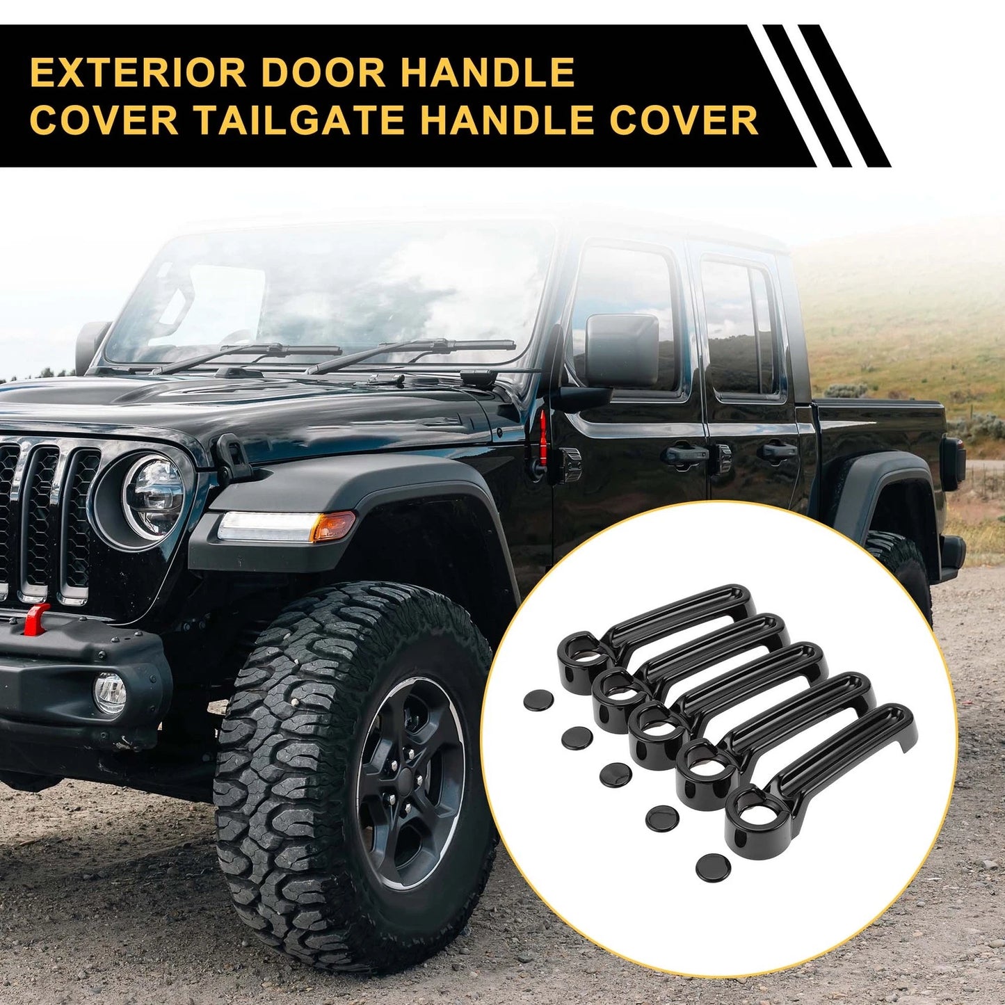 Set of 2 Door Handle Bowl Covers for Jeep Wrangler JK JKU (2007-2015) Glossy Black