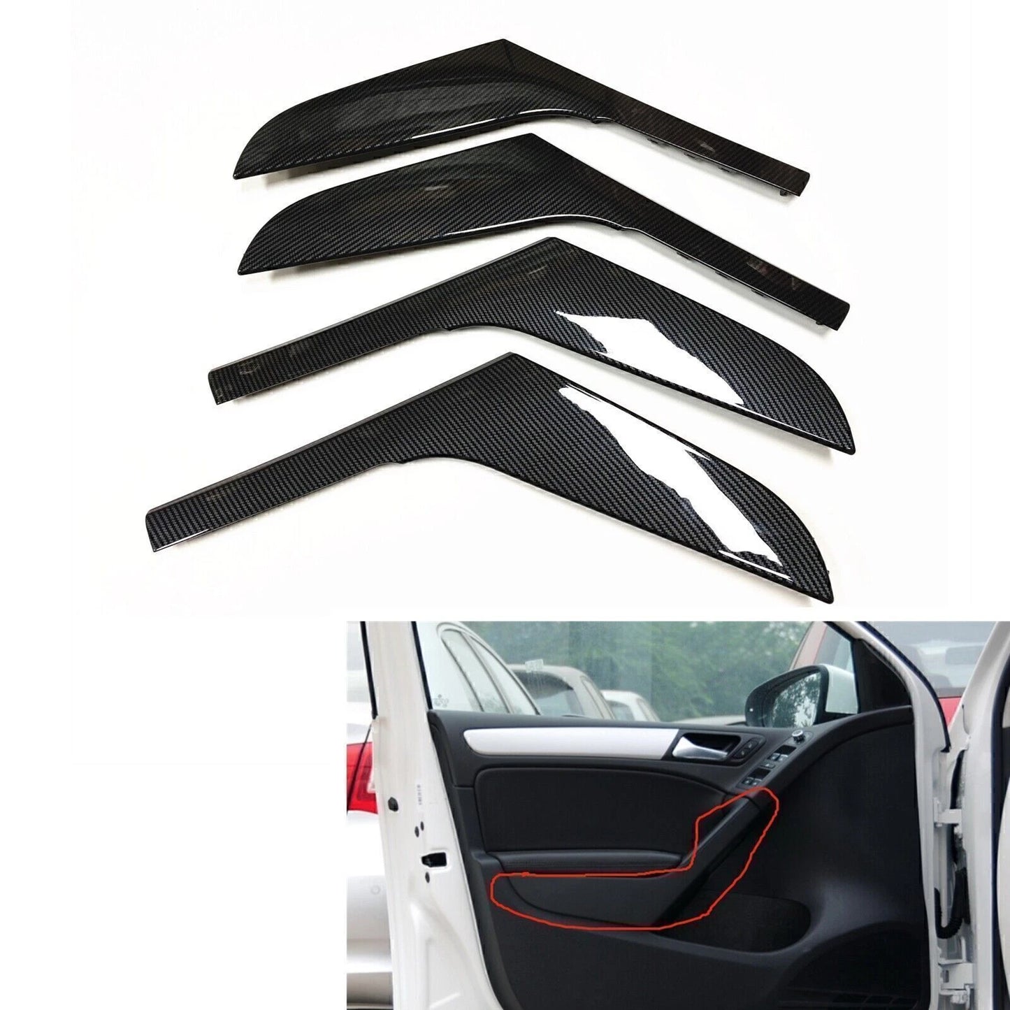 Inner Door Handle Cover Trim for VW Golf 6 MK6 (2009-2014) Carbon Fiber Look