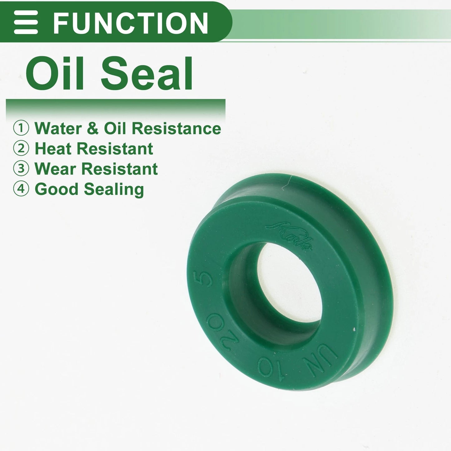 Oil Seal TPU Rotary Shaft Seal 10x20x5mm High Pressure Green 5 Pcs