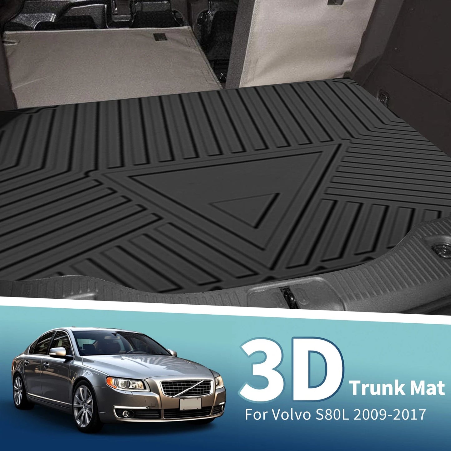 Flat Face Cargo Liner Rear Trunk Mat for Volvo S80L (2009-2017) 1 Pc